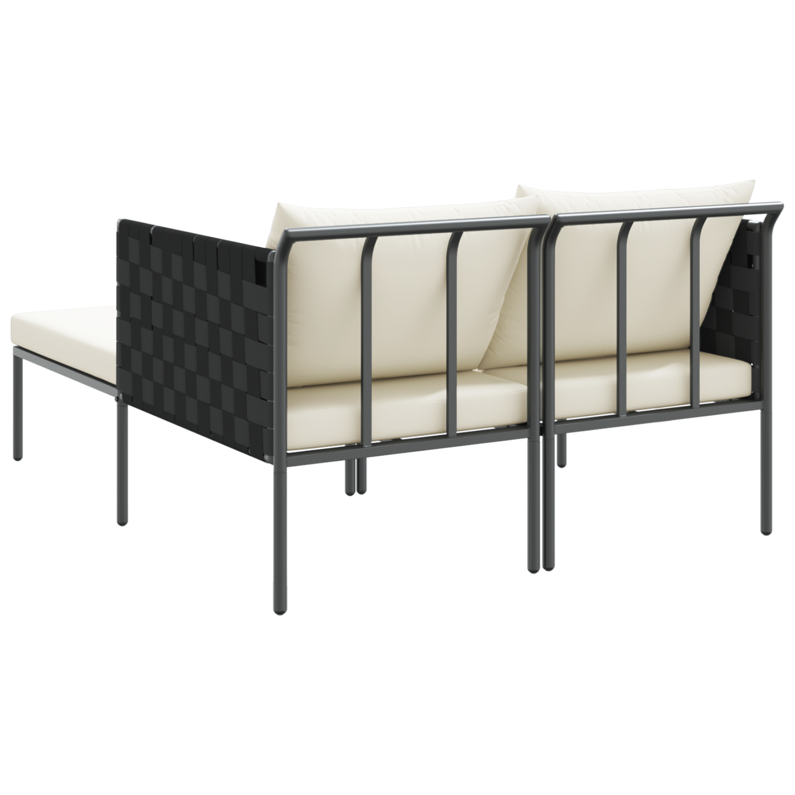 lettino prendisole  con cuscini per 2 persone grigio antracite 115x153x69,5 cm in acciaio