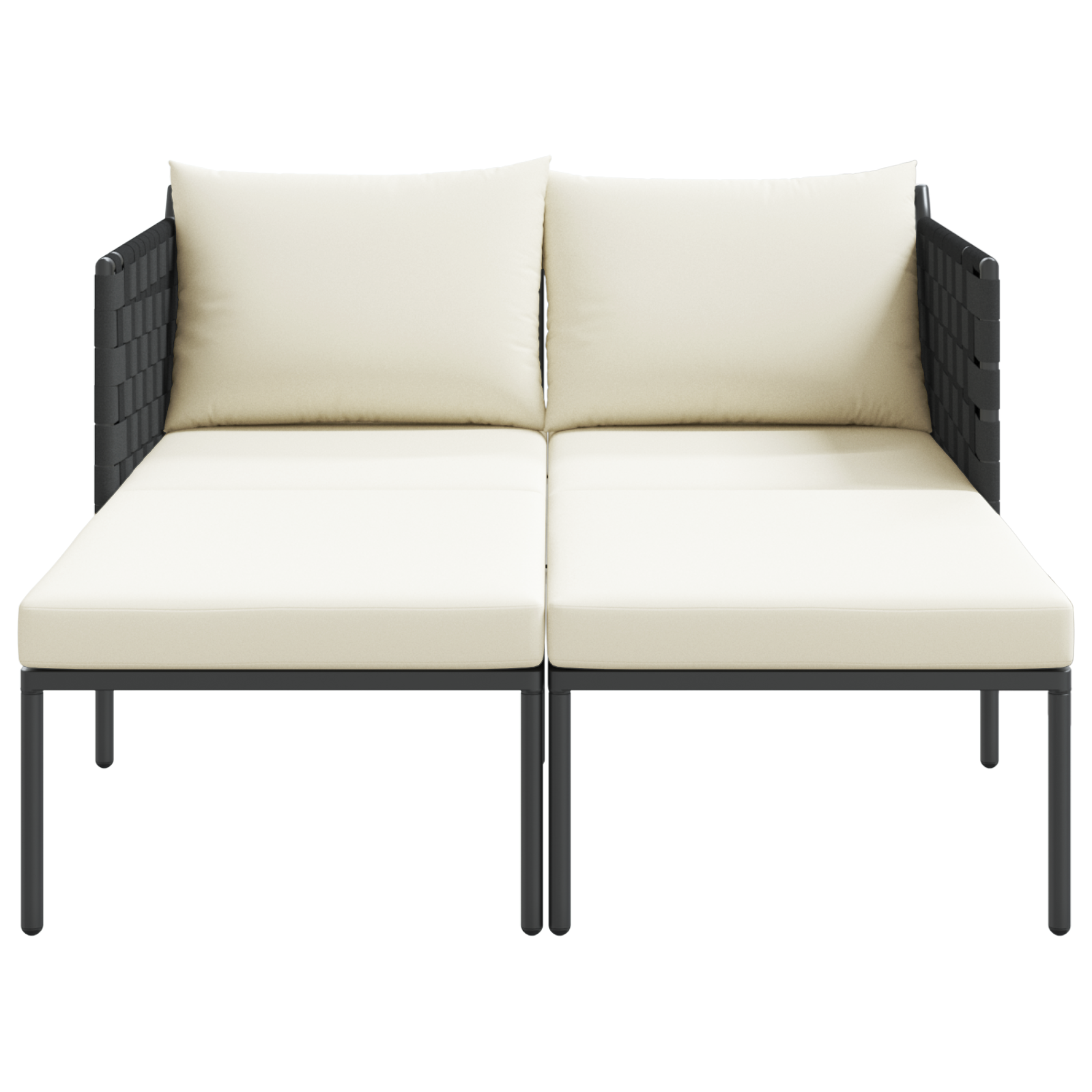 lettino prendisole  con cuscini per 2 persone grigio antracite 115x153x69,5 cm in acciaio