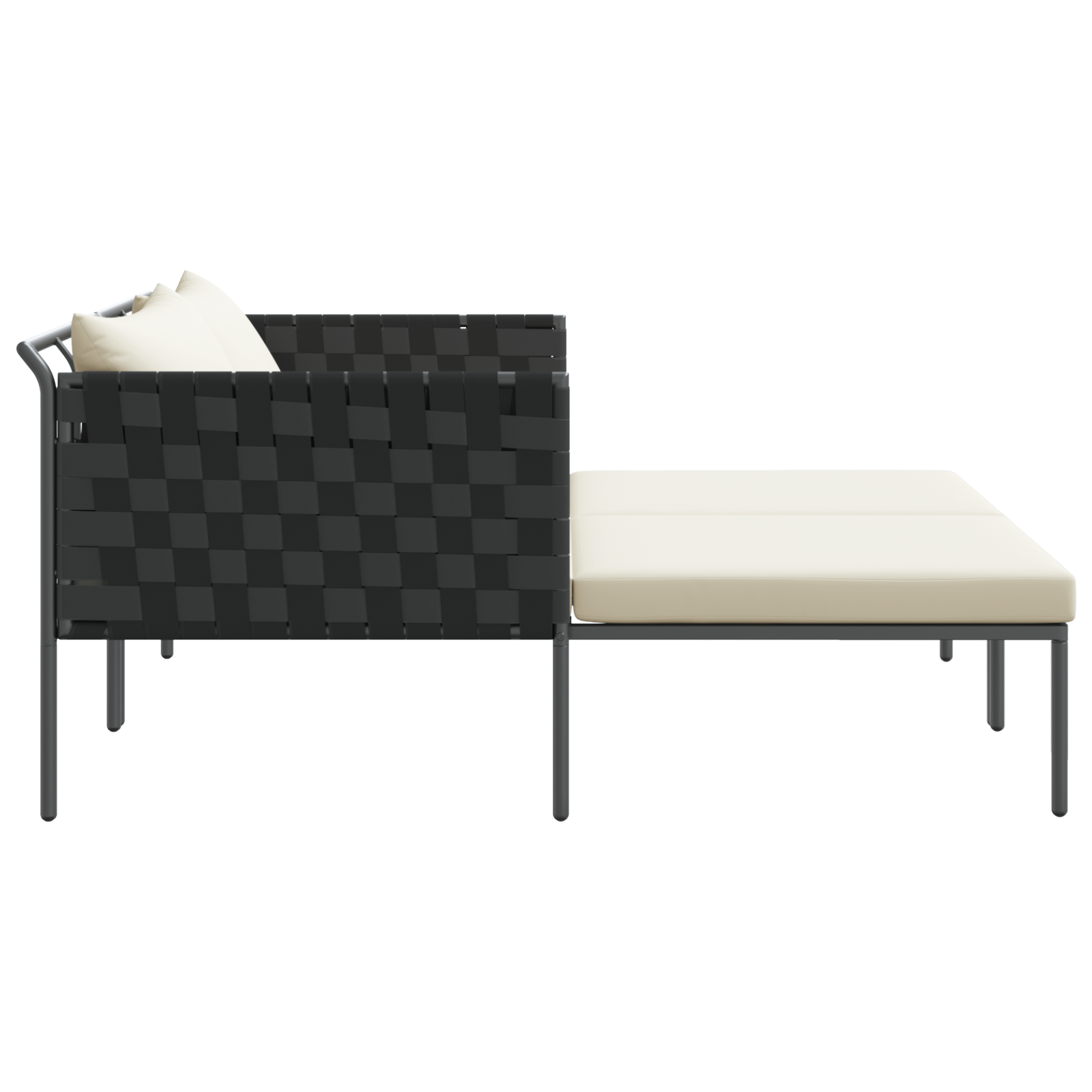 lettino prendisole  con cuscini per 2 persone grigio antracite 115x153x69,5 cm in acciaio