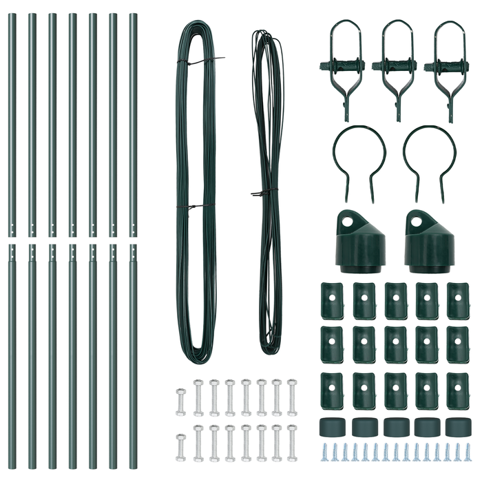 Pali per recinzione 7 pz Verde Ø32 mm 170 cm Acciaio zincato