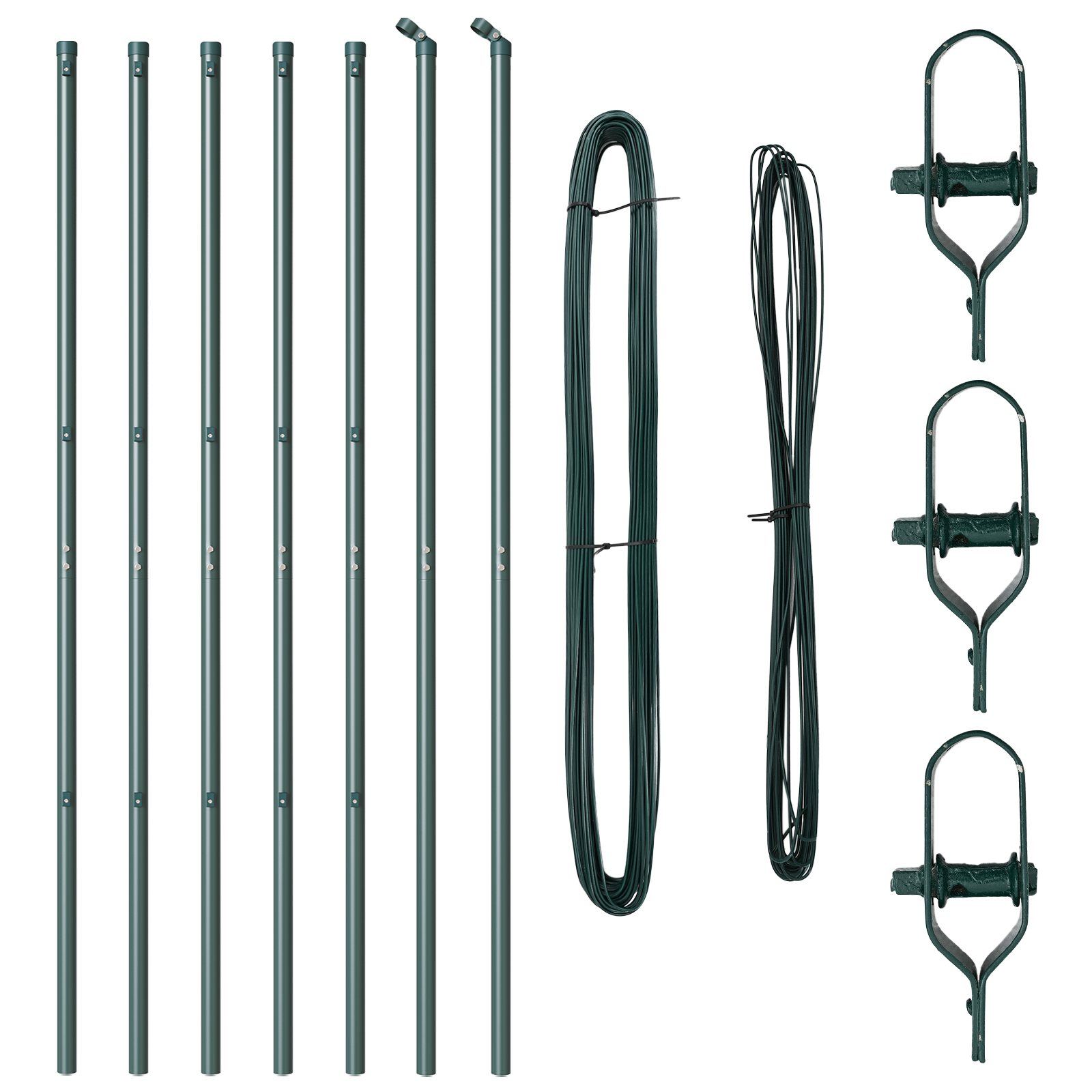 Posti per Recinzione 7 pcs Verde Ø32 mm 200 cm Acciaio Zincato