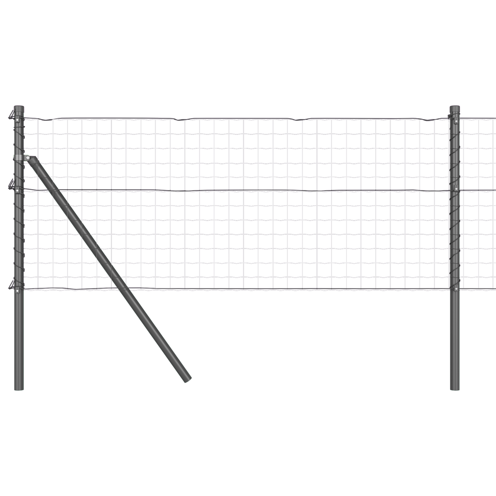 Posti per recinzione 7 pz Grigio Ø32 mm 80 cm Acciaio galvanizzato