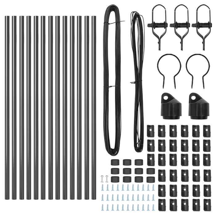 Posti per Recinzione 13 pz Grigio Ø32 mm 100 cm Acciaio Galvanizzato