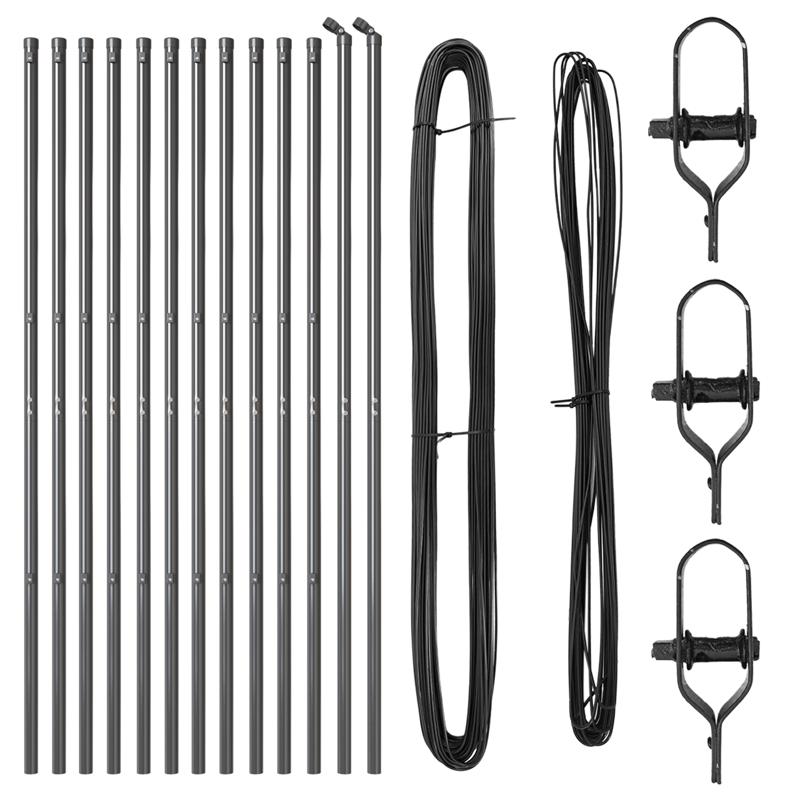 Pali per recinzione 13 pz Grigio Ø32 mm 190 cm Acciaio zincato