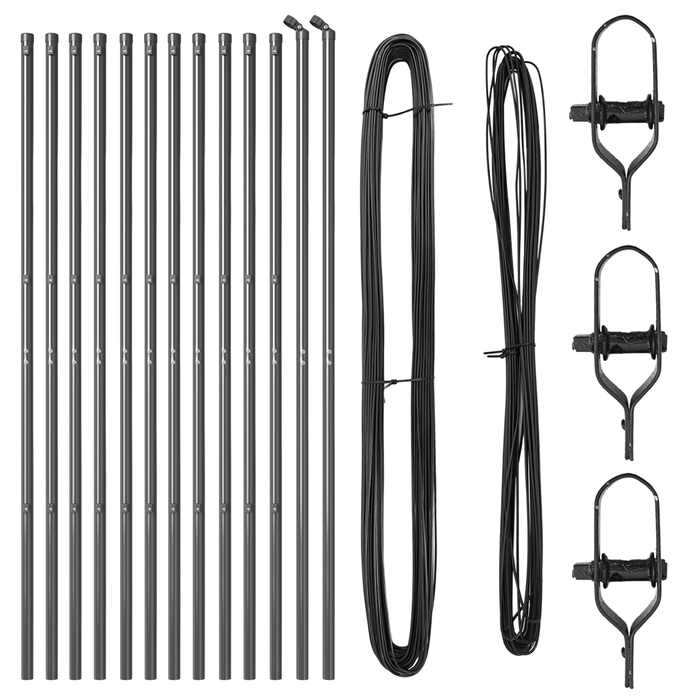 Pali per recinzione 13 pz Grigio Ø32 mm 190 cm Acciaio zincato