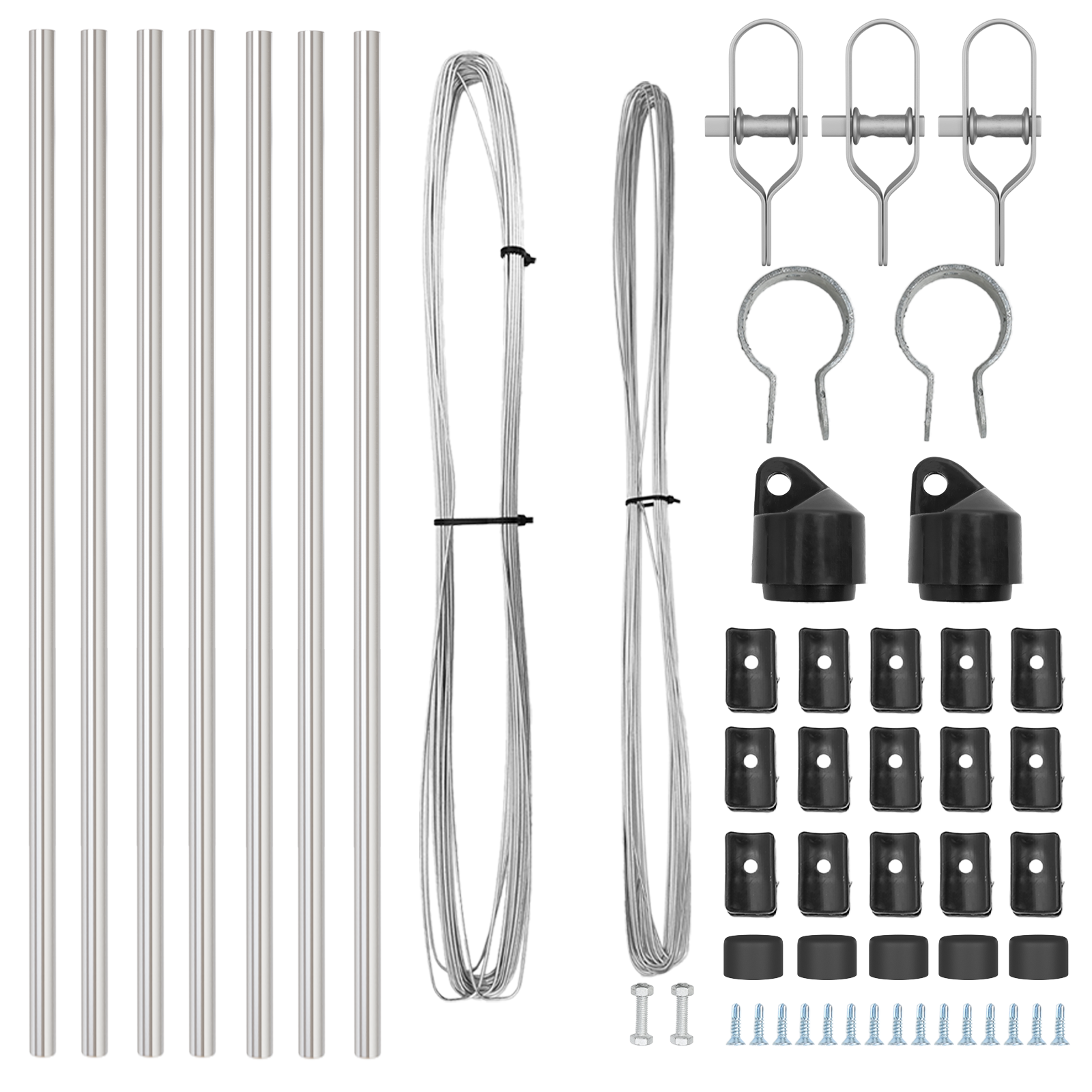 Pali di recinzione 7 pz Ø32 mm 80 cm Acciaio zincato