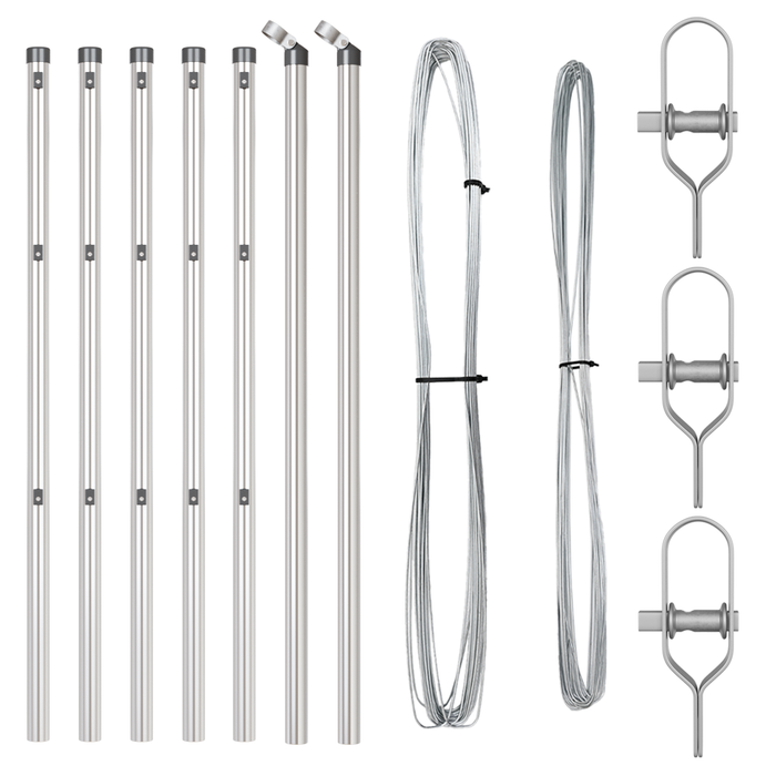 posta per recinzione 7 pezzi Ø32 mm 100 cm Acciaio Zincato