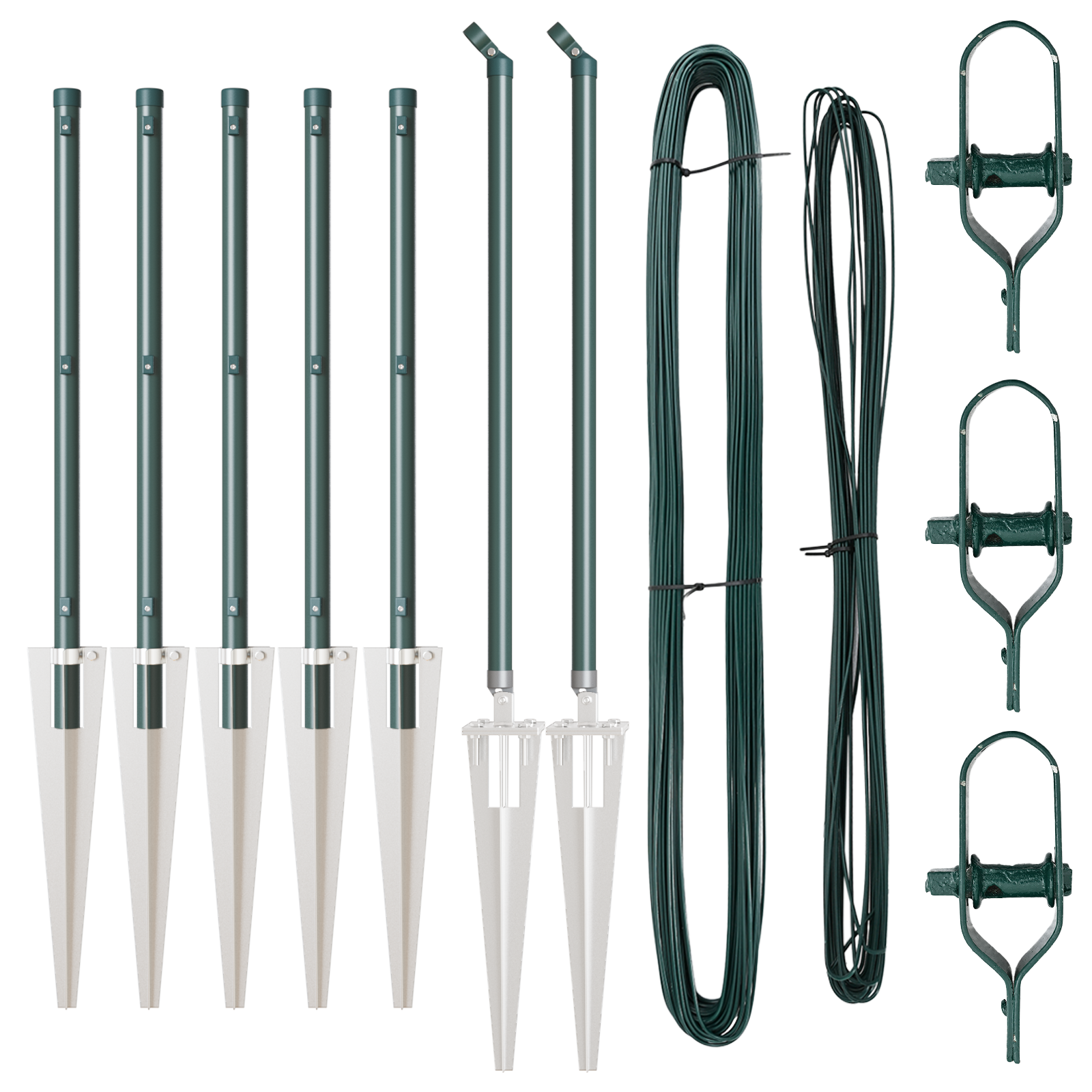 Pali per recinzione con picchetto 7 pcs Ø32 mm 100 cm acciaio zincato