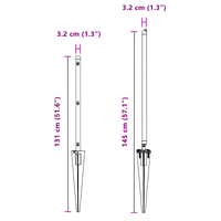 Pali per recinzione con picchetto 7 pcs Ø32 mm 100 cm acciaio zincato