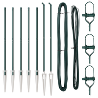 Pali per Recinzione con Punta 7 pcs Ø32 mm 140 cm Acciaio Zincato