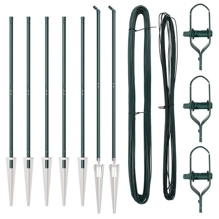 Pali per Recinzione con Punta 7 pcs Ø32 mm 140 cm Acciaio Zincato