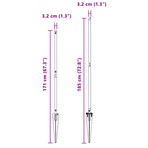 Pali di Recinzione con Punta 13 pezzi Ø32 mm 140 cm Acciaio Zincato