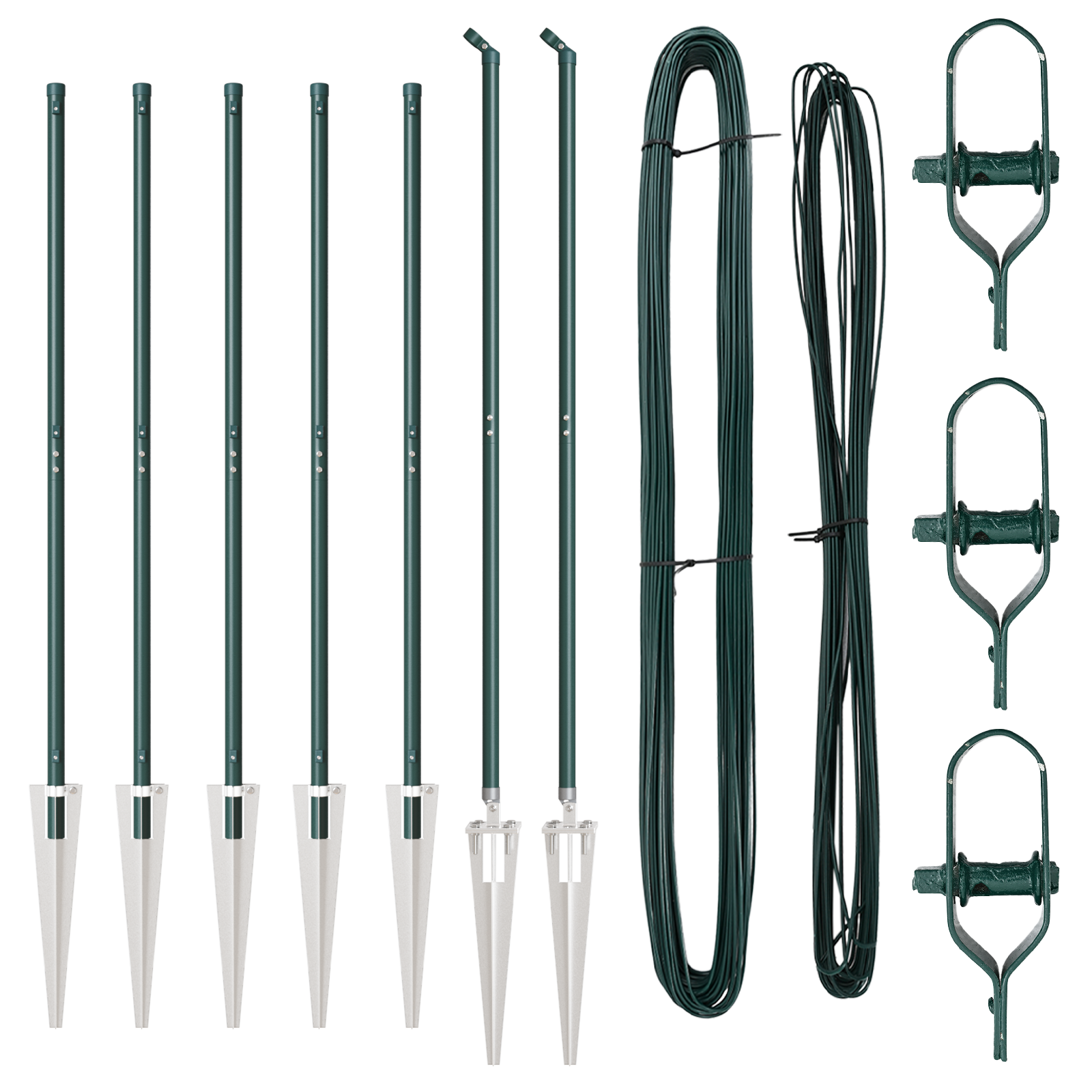 Paletti per Recinzione con Punta 7 pz Ø32 mm 180 cm Acciaio Zincato