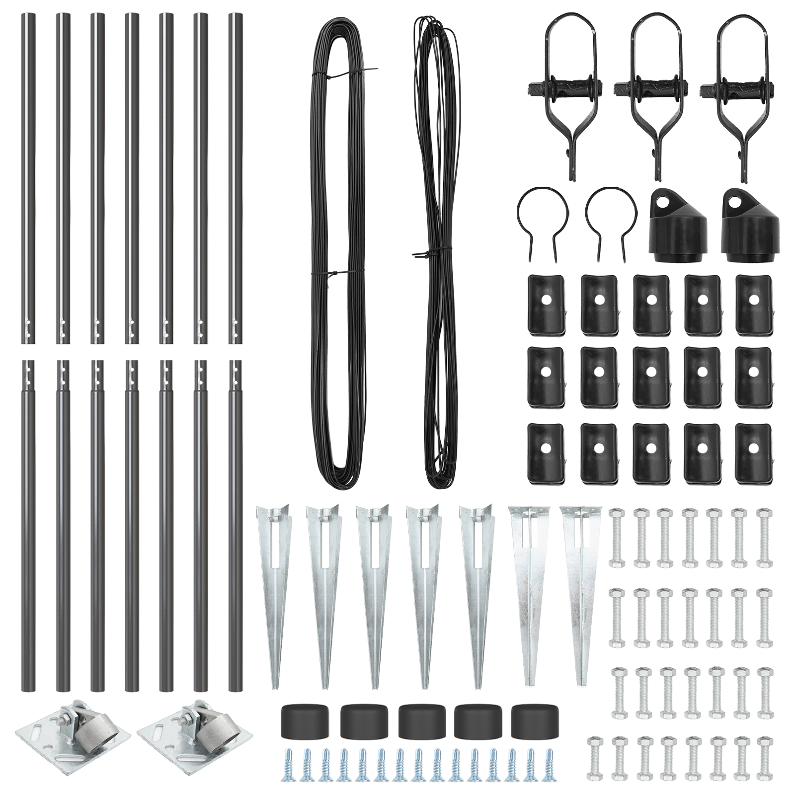 Pali per Recinzione con Punta 7 pc Ø32 mm 170 cm Acciaio Zincato