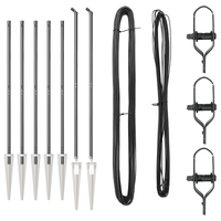 Pali per Recinzione con Punta 7 pz Ø32 mm 180 cm Acciaio Zincato