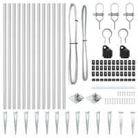 Pali di Recinzione con Punta 13 pz Ø32 mm 60 cm Acciaio Zincato