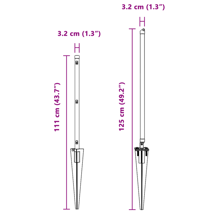 Postazioni per Recinto con Punta 13 pezzi Ø32 mm 80 cm Acciaio Galvanizzato