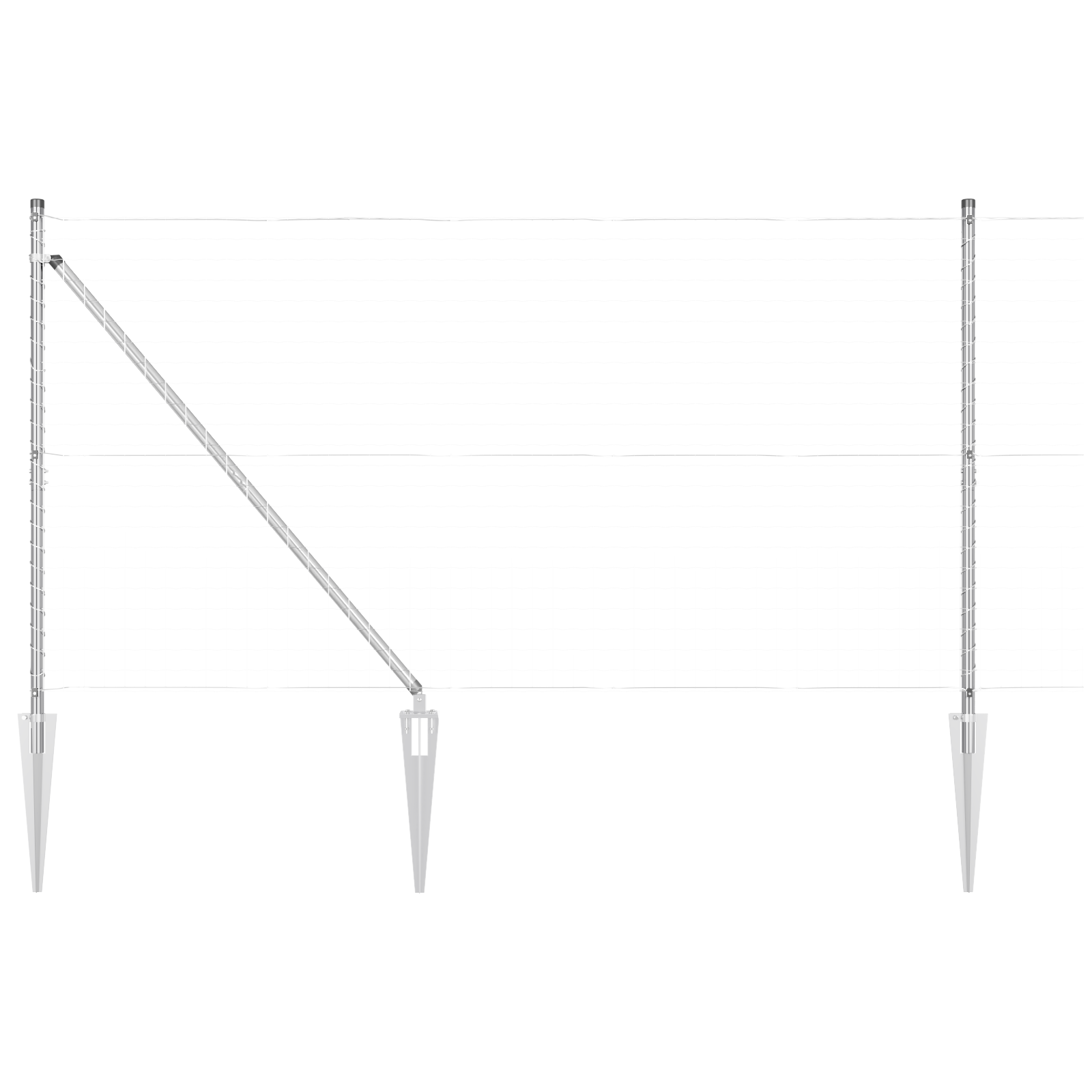 Paletti per recinzione con punta 7 pezzi Ø32 mm 160 cm Acciaio zincato