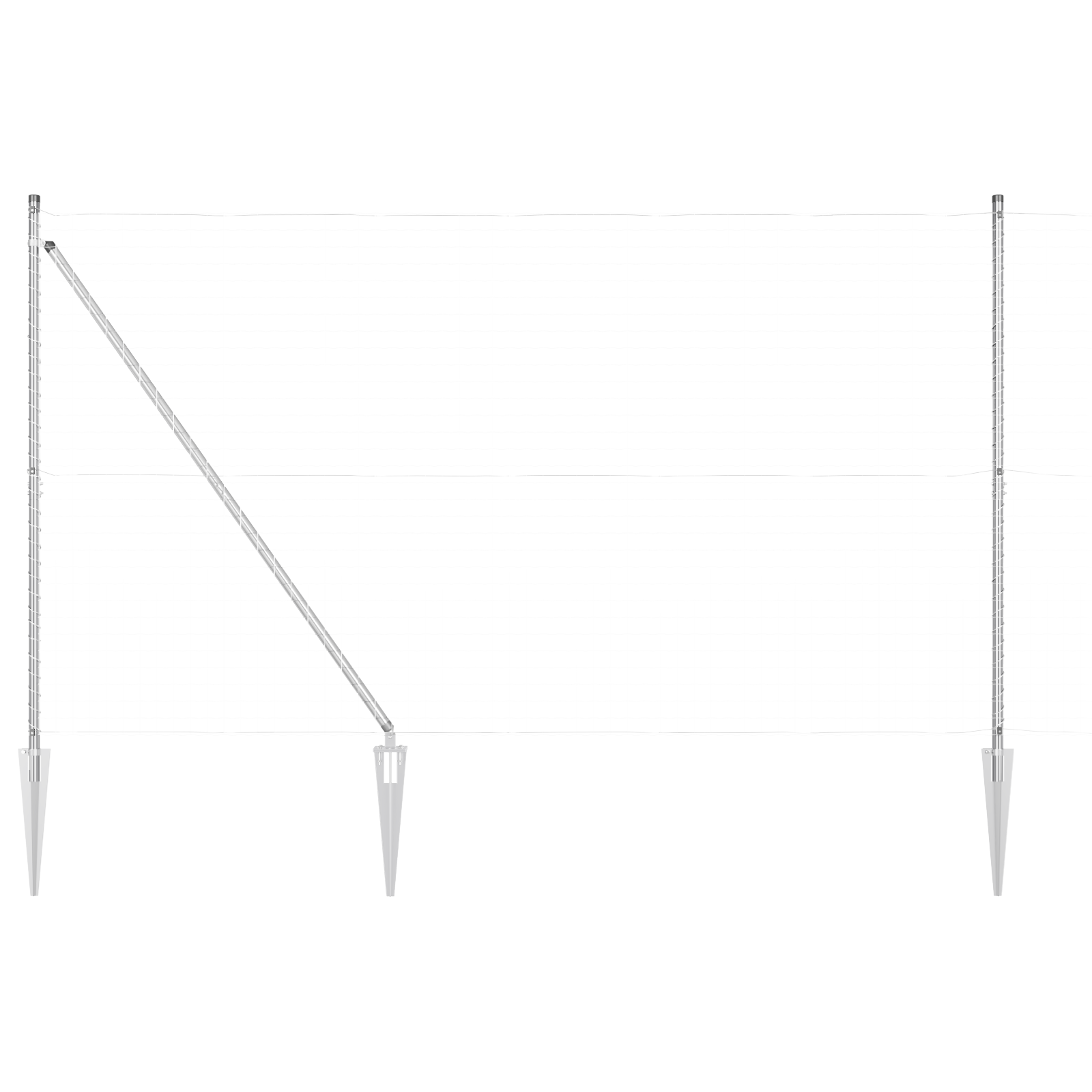 Pali per recinti con picchetto 7 pezzi Ø32 mm 170 cm Acciaio zincato