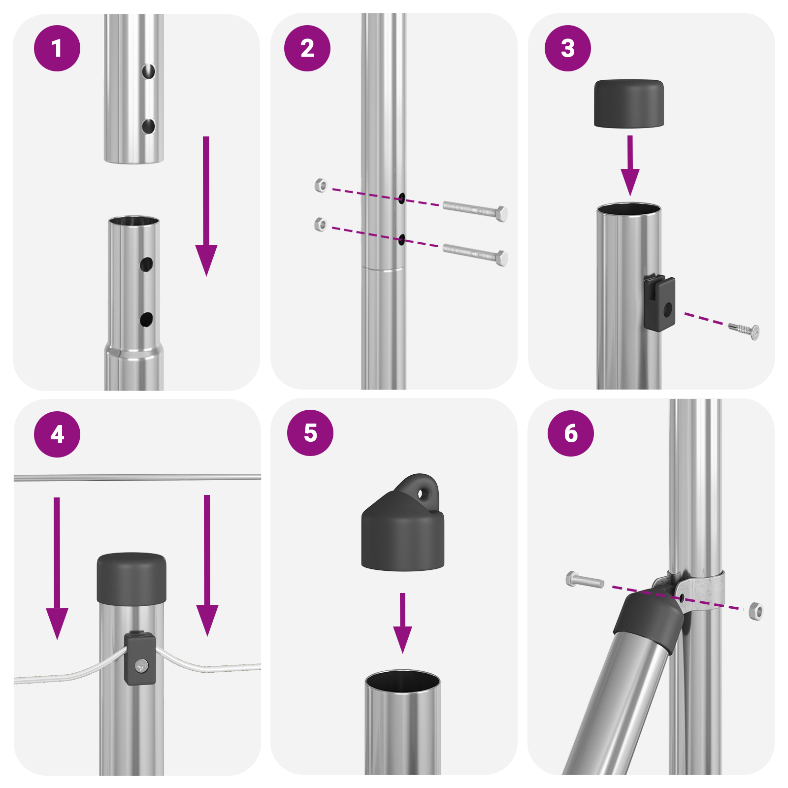 posta per recinzione con picchetto 7 pcs Ø32 mm 180 cm acciaio galvanizzato