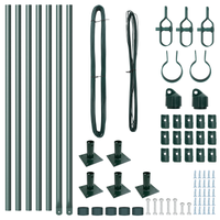 Pali per recinzione con piastre di base 7 pz Ø32mm 90cm Acciaio galvanizzato