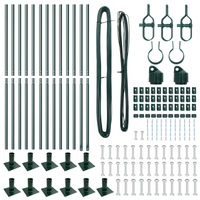 Pali di Recinzione con Piastra di Base 13 pcs Ø32mm 68,5cm Acciaio Zincato