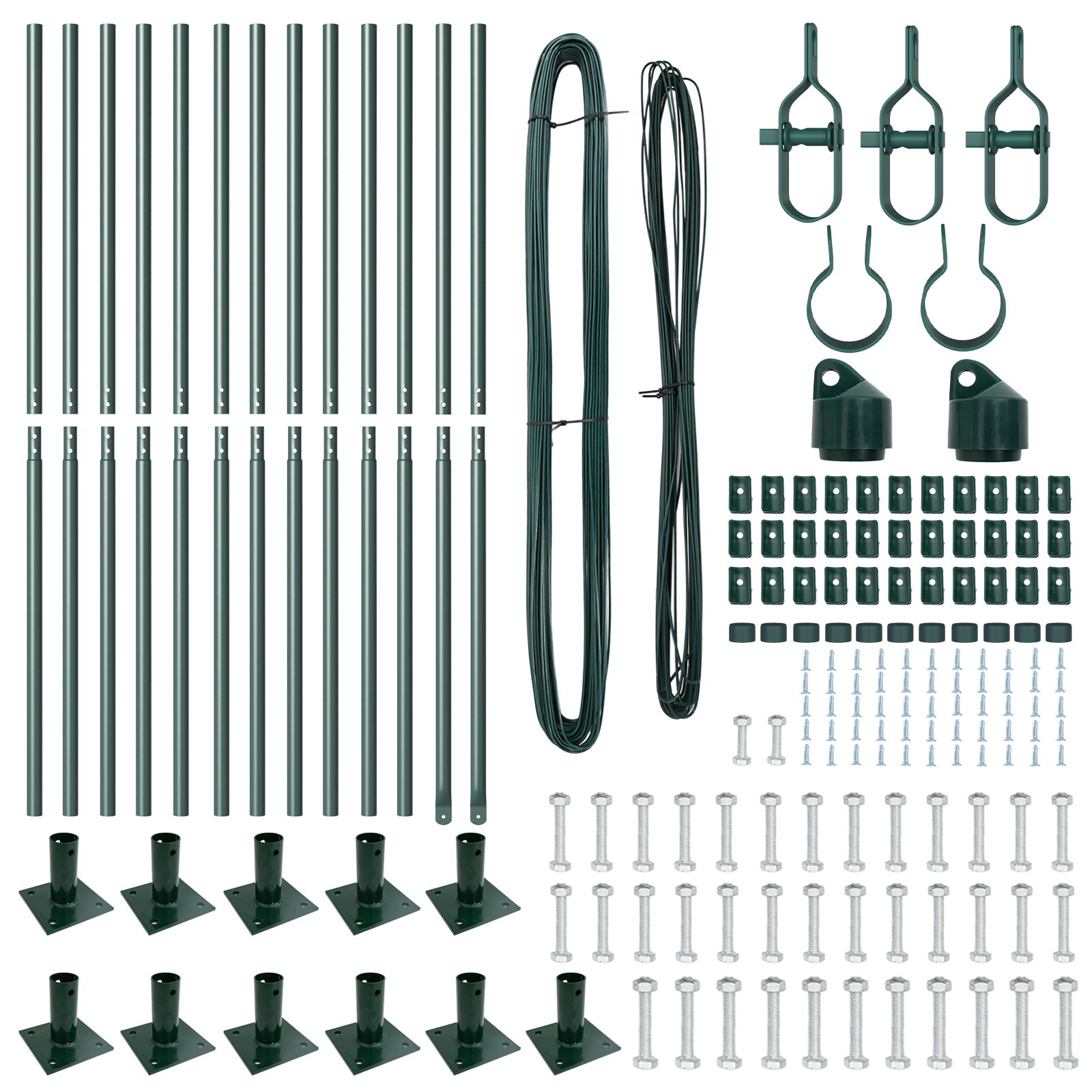 Pali di recinzione con basi 13 pcs Ø32mm 88,5cm in acciaio zincato