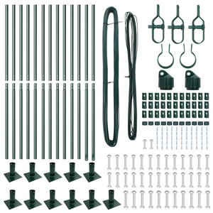Pali di recinzione con basi 13 pcs Ø32mm 88,5cm in acciaio zincato