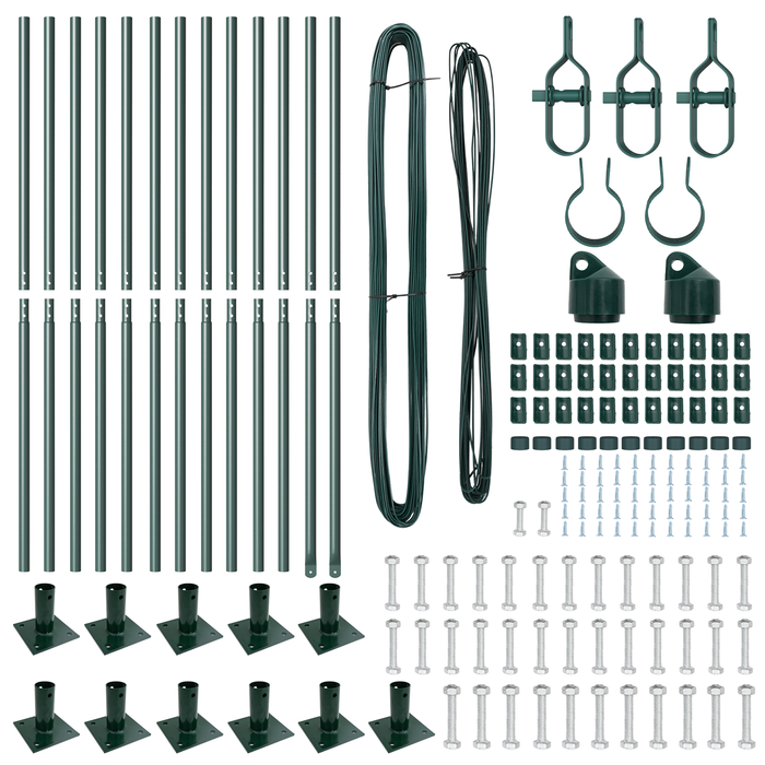 Pali di recinzione con basi 13 pcs Ø32mm 88,5cm in acciaio zincato
