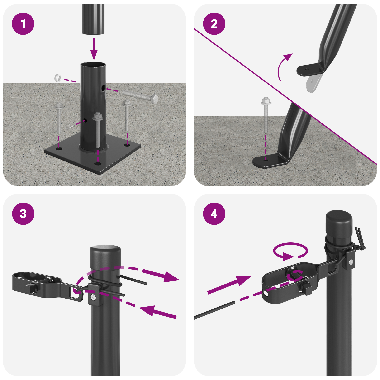 Pali di Recinzione con Piastra di Base 13 pcs Ø32mm 110cm Acciaio Zincato