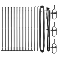 Pali di Recinzione con Piaste di Base 13 pz Ø32mm 68,5cm Acciaio Zincato
