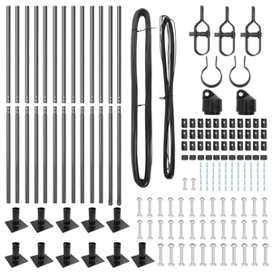 Pali da Recinzione con Piastra di Base 13 pcs Ø32mm 78,5cm Acciaio Zincato