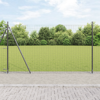 Pali di Recinzione con Piastra di Base 13 pcs Ø32mm 83,5cm Acciaio Zincato