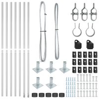 Posts per Recinzione con Piastra di Base 7 pz Ø32mm 68,5cm Acciaio Zincato