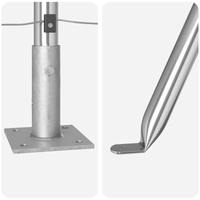 Pali per Recinzione con Piastra di Base 7 pcs Ø32mm 83,5cm Acciaio Zincato