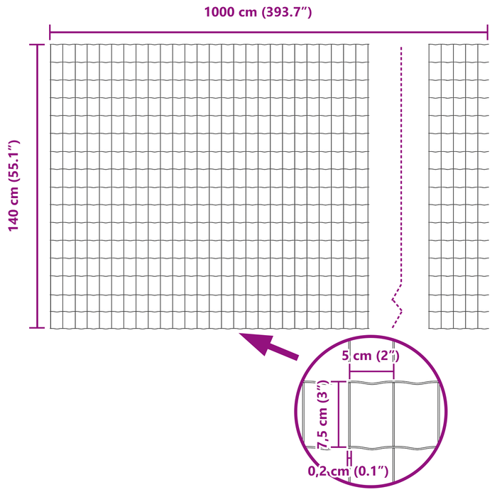 Recinzione Euro Verde 1.4x10 m in acciaio