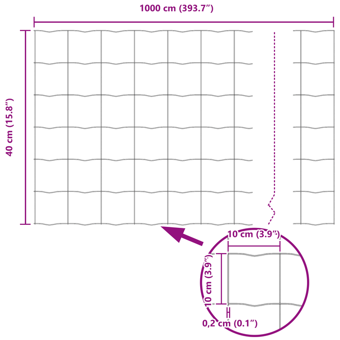 Recinzione Euro Verde 0,4x10 m Acciaio