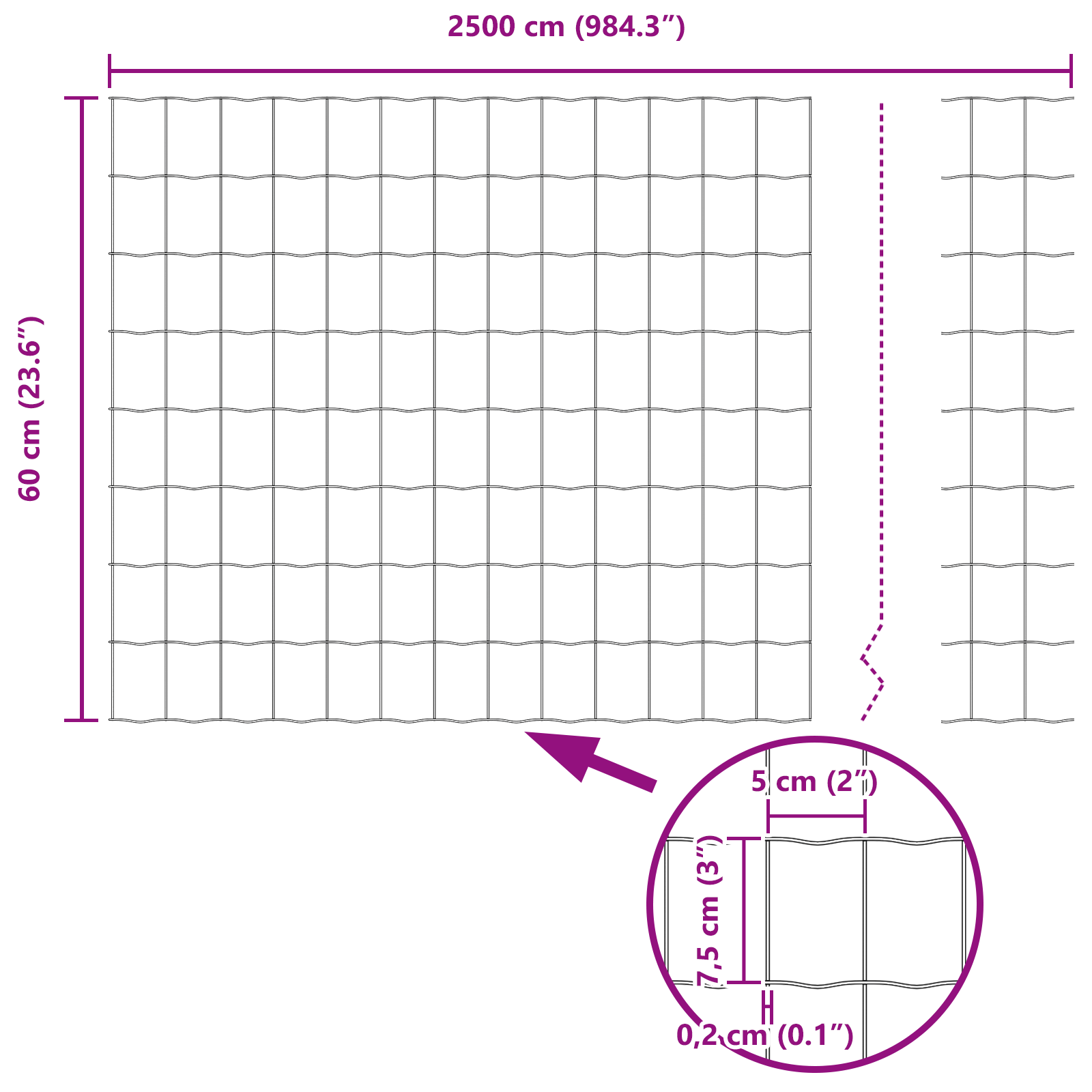 Recinto Euro 0.6x25 m Acciaio Galvanizzato