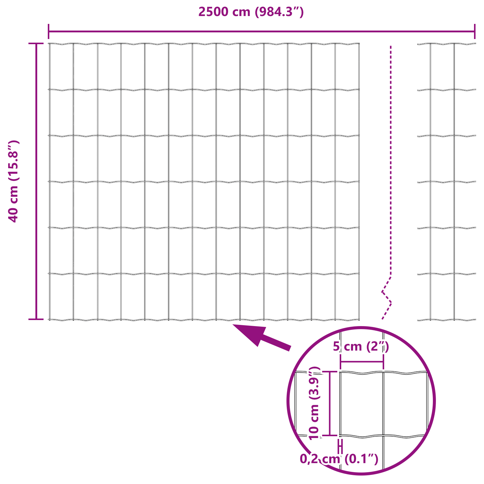 Recinzione Euro 0.4x25 m Acciaio Zincato