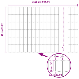 Recinzione Euro 0.4x25 m Acciaio Zincato
