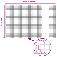 Recinzione in Filo Saldato Grigio 0,6x50 m Acciaio