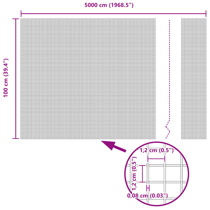 Recinto in Filo Saldato Grigio 1x50 m Acciaio