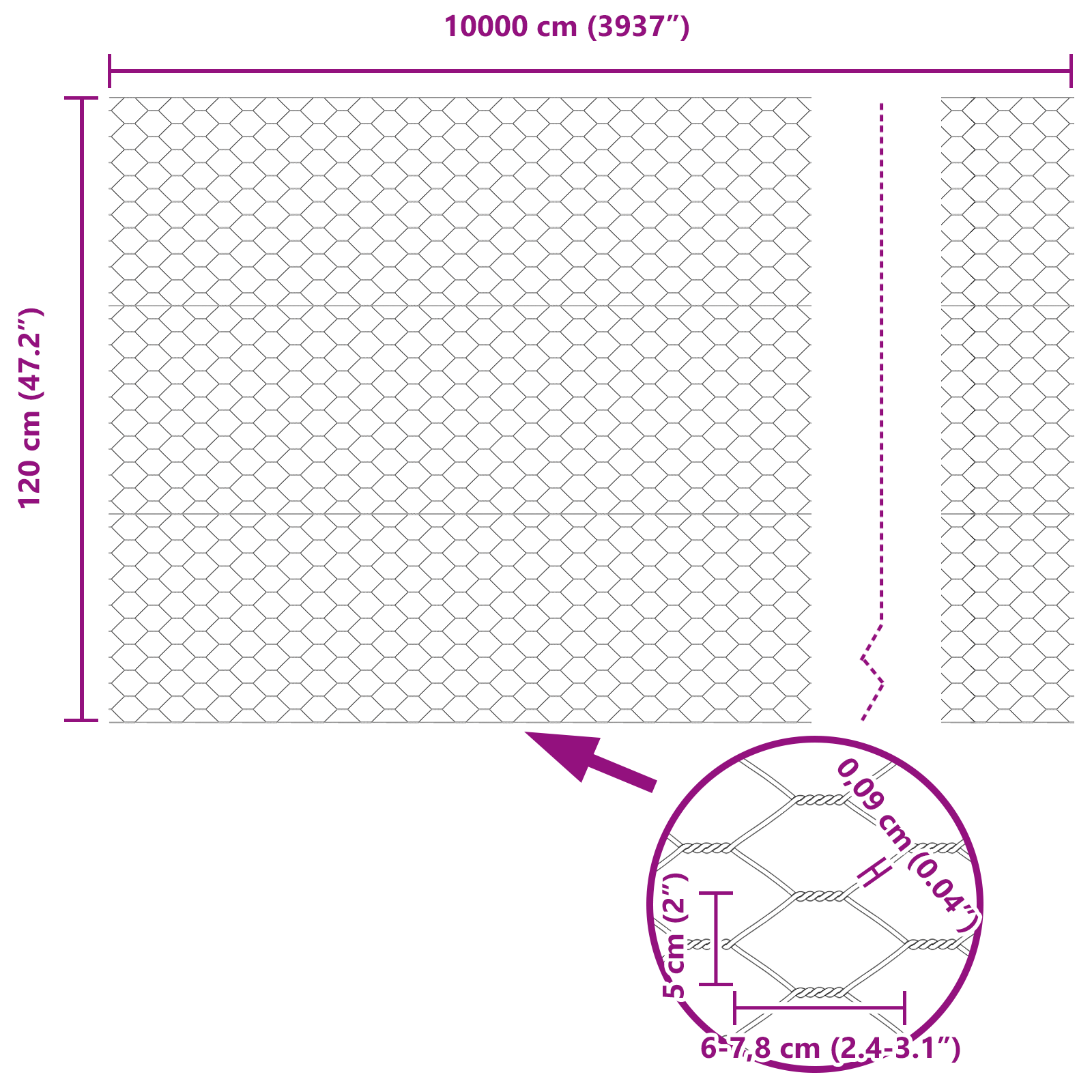 Recinzione Esagonale Verde 1.2x100 m Acciaio