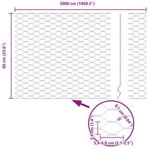 Recinzione Esagonale Grigia 0.6x50 m Acciaio