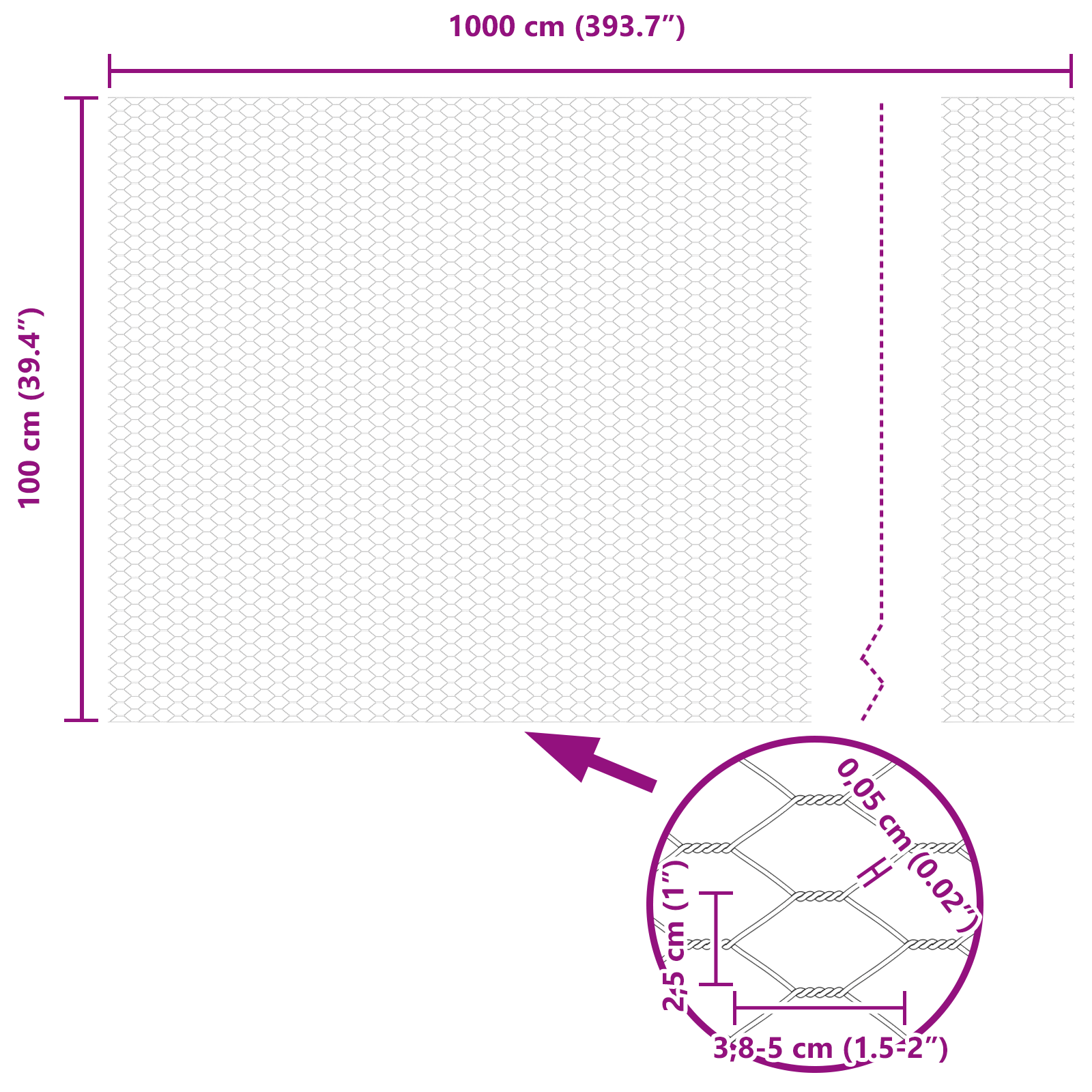 Recinzione Esagonale 1x10 m in Acciaio Zincato
