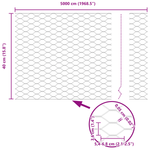 Recinzione Esagonale 0.4x50 m Acciaio Zincato