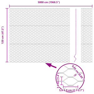 Recinzione Esagonale 1,2x50 m Acciaio Zincato