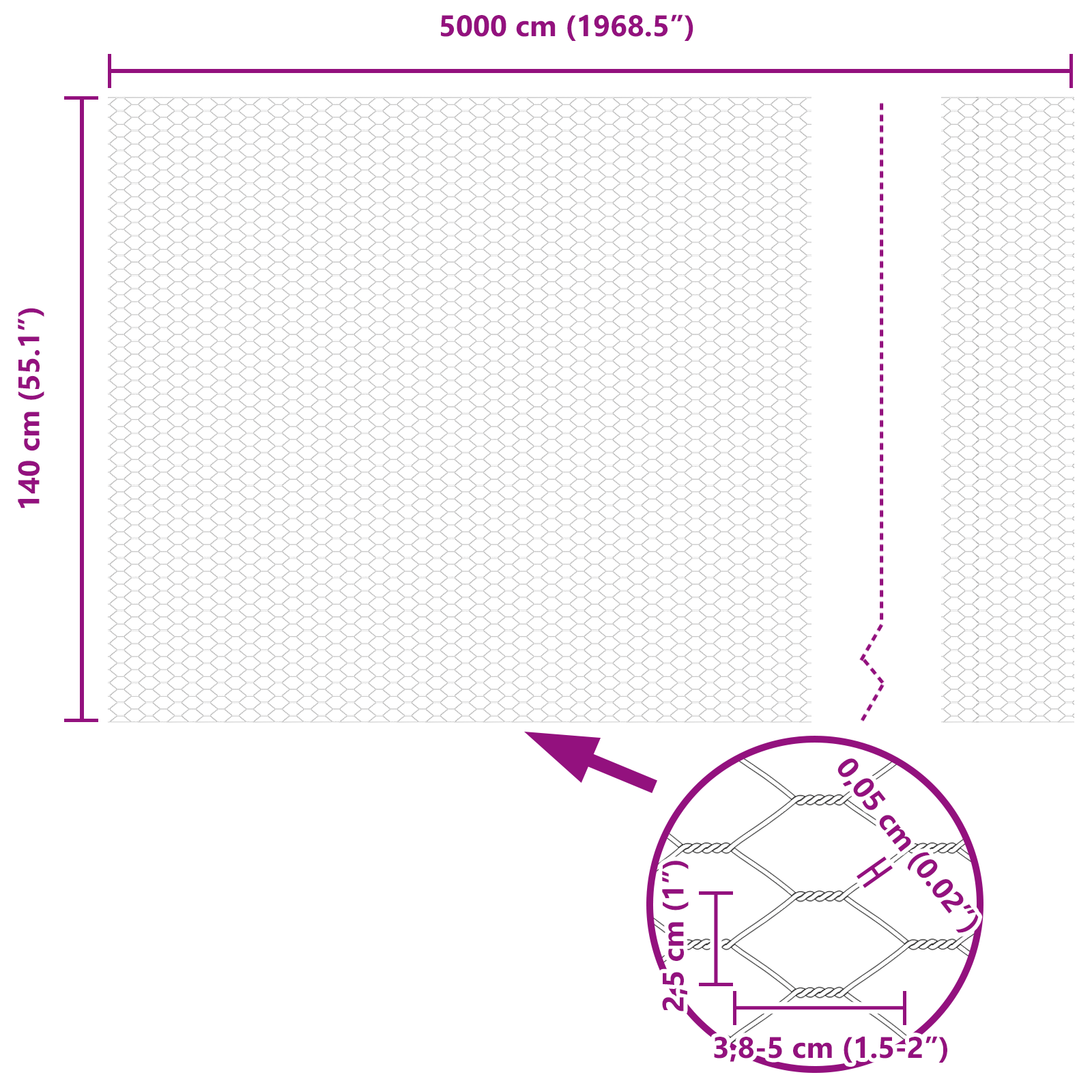 Recinzione Esagonale 1.4x50 m Acciaio Galvanizzato