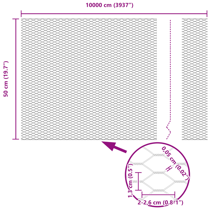 Recinzione Esagonale 0.5x100 m Acciaio Galvanizzato