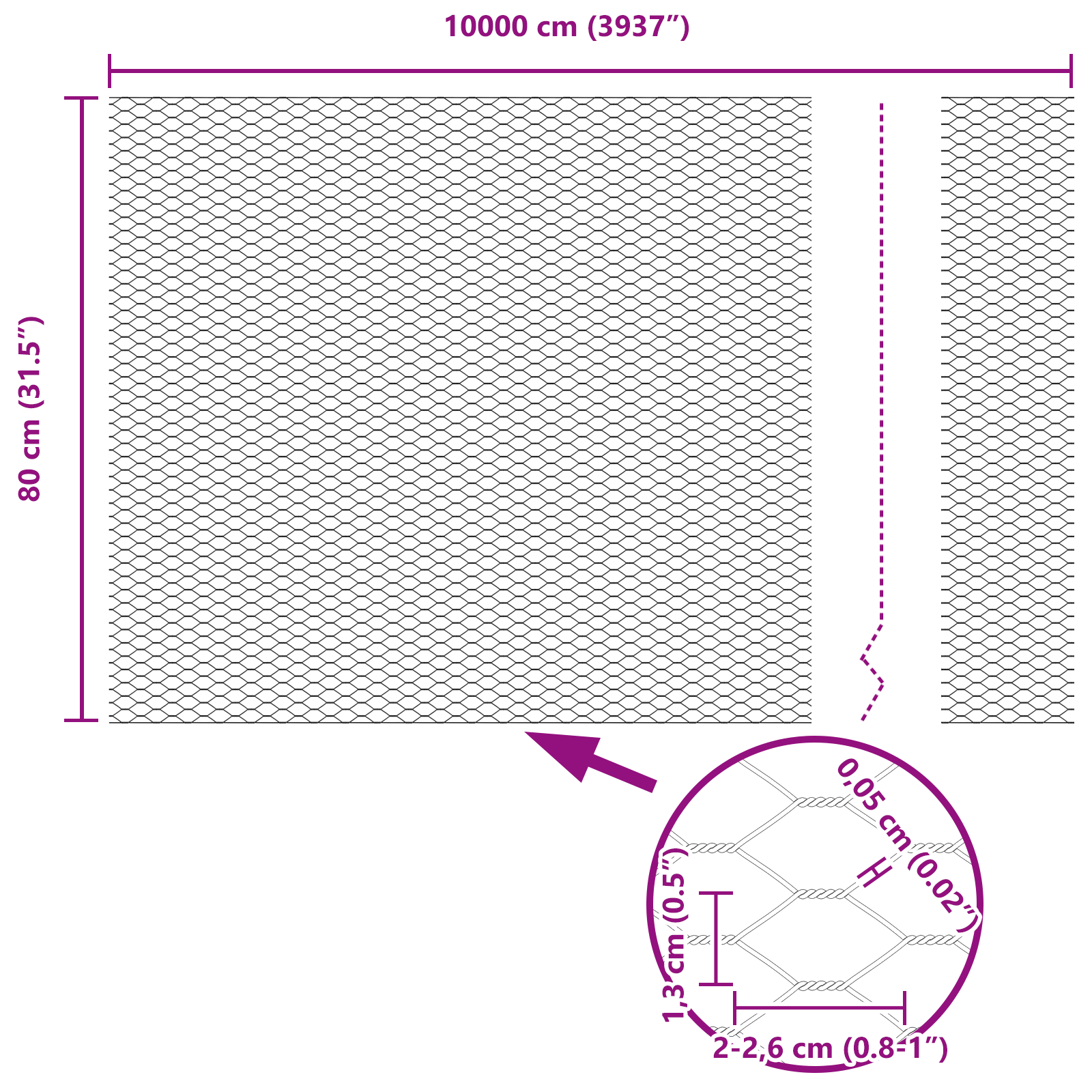 Recinzione Esagonale 0.8x100 m Acciaio Galvanizzato
